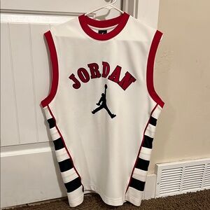 Jordan Sleeveless Basketball Jersey - White and Red